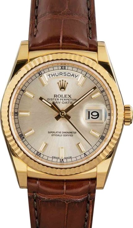 Rolex Day-Date 118138 18k Yellow Gold Silver Dial