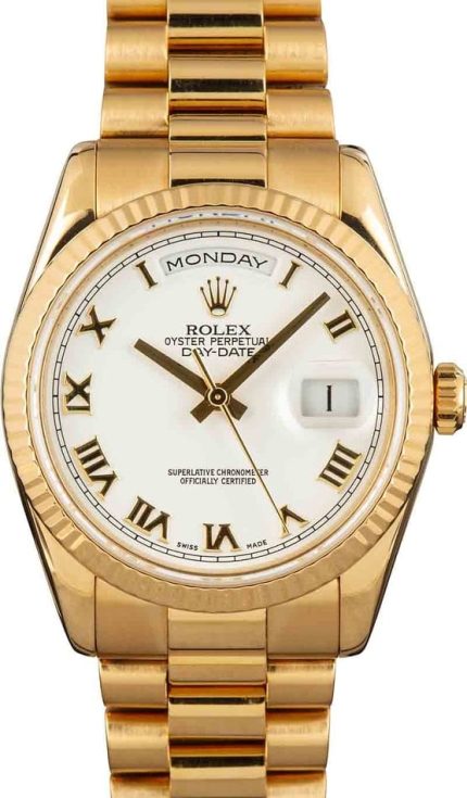Rolex Day-Date 118238 White Roman Dial