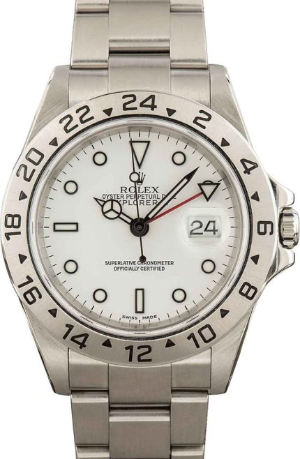 Mens Rolex Explorer II Ref 16570 White Polar Dial