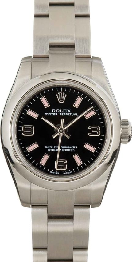 Rolex Ladies Oyster Perpetual 176200 Black Dial