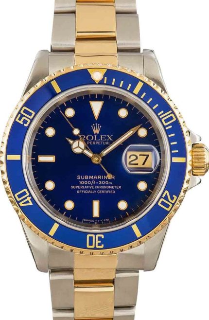 Rolex Two-Tone Submariner 16613 Blue Bezel