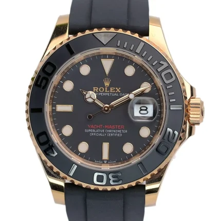 2023 NEW ROLEX YACHT-MASTER 126655 18K ROSE GOLD BLACK DIAL OYSTER FLEX