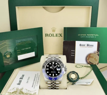 ROLEX - 2023 Stainless Steel GMT Master II Batgirl CARD 126710 BLNR - SANT BLANC