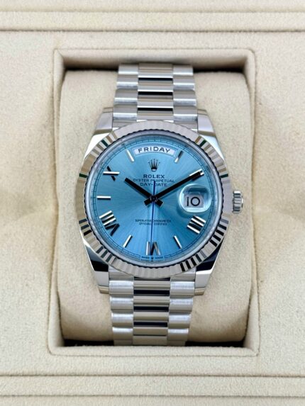 NEW 2024 Rolex Day-Date Platinum 40mm 228236 Ice-Blue Roman Dial
