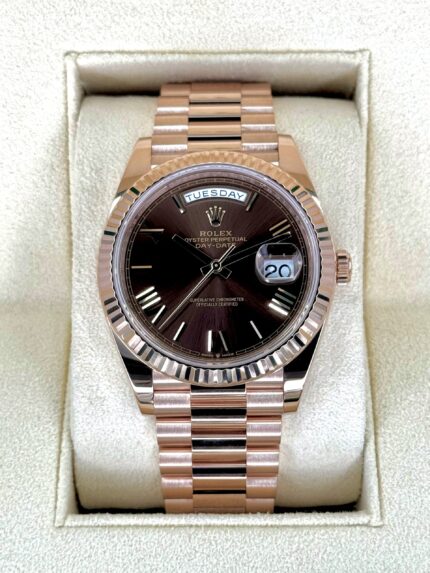 2024 Rolex Day-Date 40mm 228235 Rose Gold Chocolate Dial