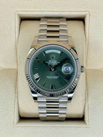 2023 Rolex Day-Date 40mm 228239 White Gold Olive Dial