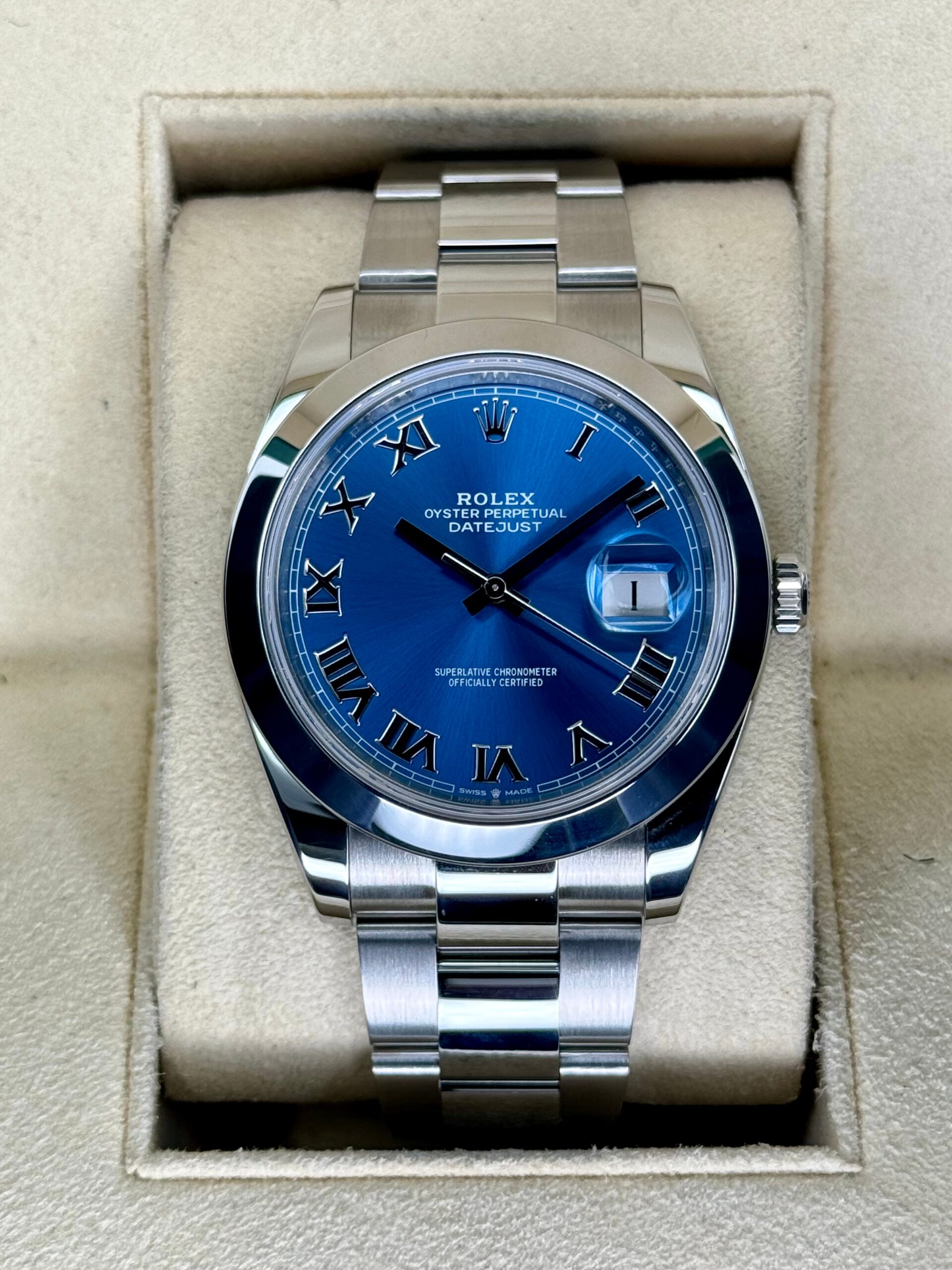 1471C441-F17B-483C-B67A-FE3C7A49DAB5.jpg 2021 Rolex Datejust 41mm 126300 Oyster Blue Roman Numeral Dial