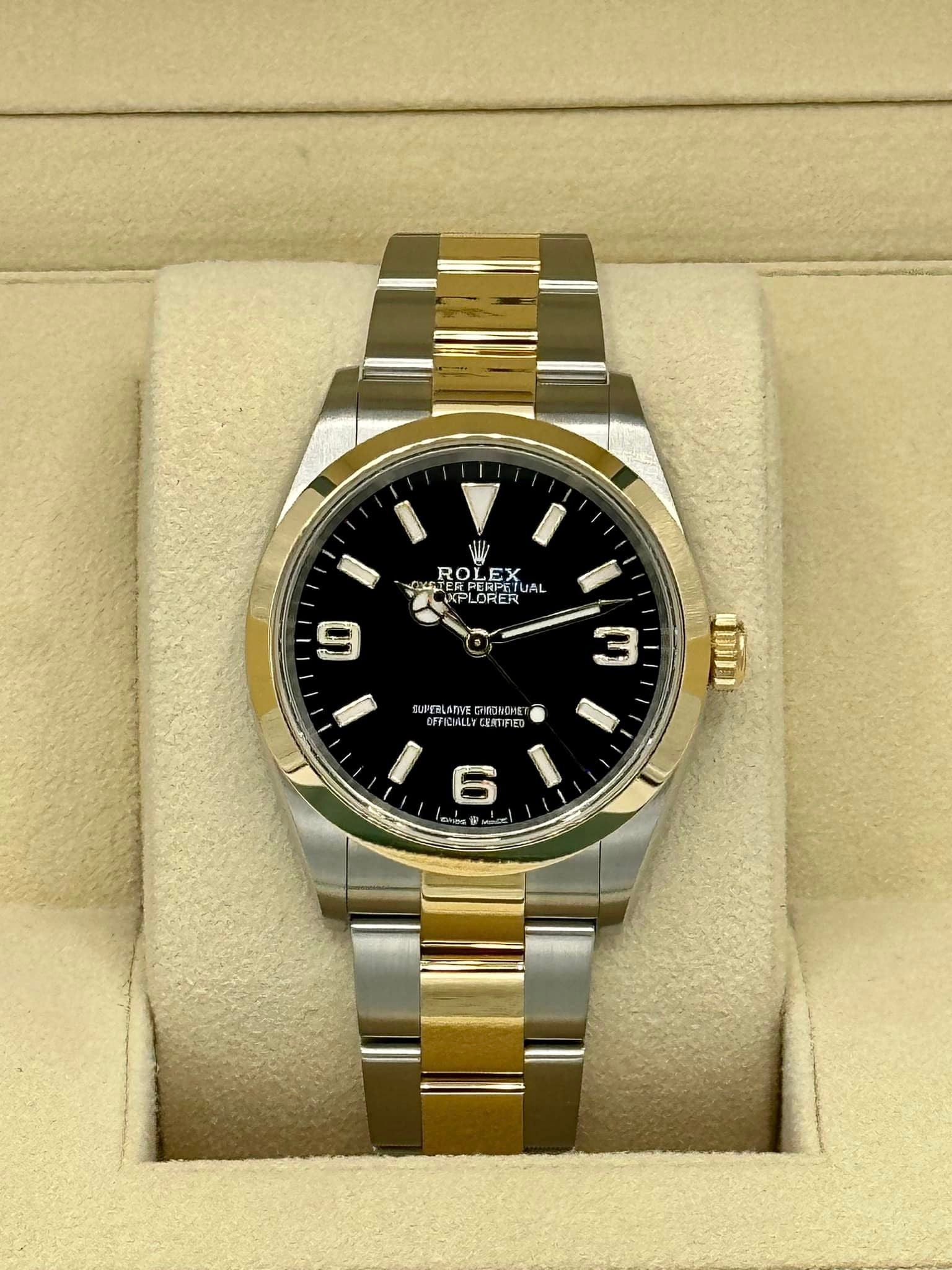 358432280_10167455192605532_6682402393214500521_n.jpg 2021 Rolex Explorer 36mm 124273 Two-Tone Black Dial