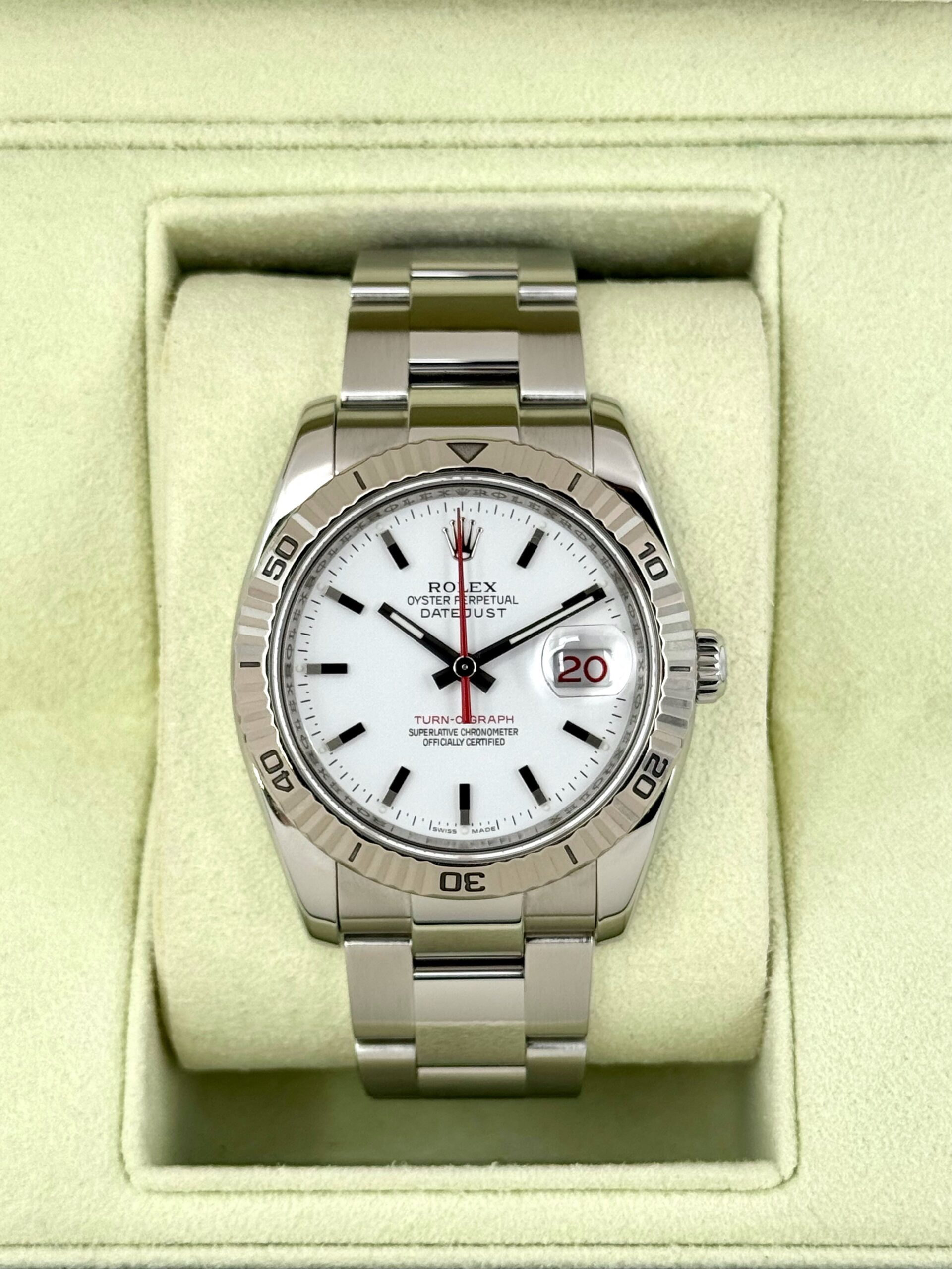 5F3249D0-00D8-49FD-8750-1D7ECC9DC794-1.jpg 2005 Rolex Datejust Turn-O-Graph 36mm 116264 Oyster White Dial