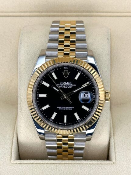 2023 Rolex Datejust 41mm 126333 Two-Tone Jubilee Black Stick Dial