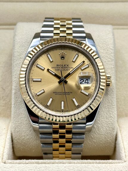 2021 Rolex Datejust 41mm 126333 Two-Tone Jubilee Champagne Stick Dial