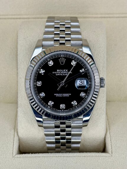 2021 Rolex Datejust 41mm 126334 Jubilee Black Diamond Dial