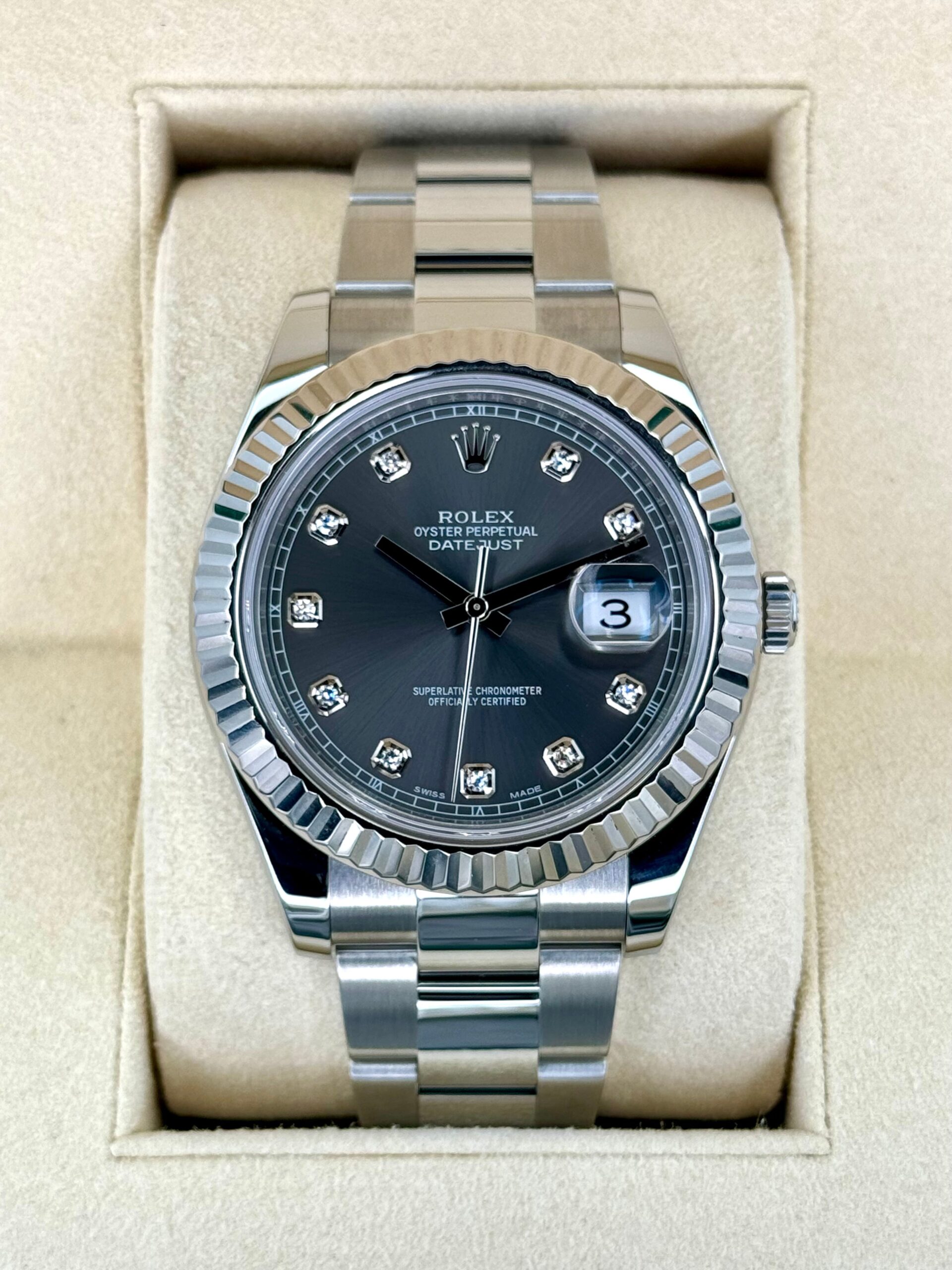 IMG_6791.jpg 2017 Rolex Datejust II 41mm Oyster Rhodium Diamond Dial 116334