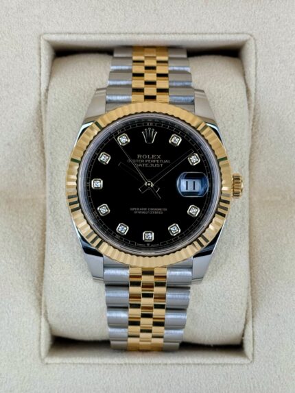 2022 Rolex Datejust 41mm 126333 Two-Tone Jubilee Black Diamond Dial