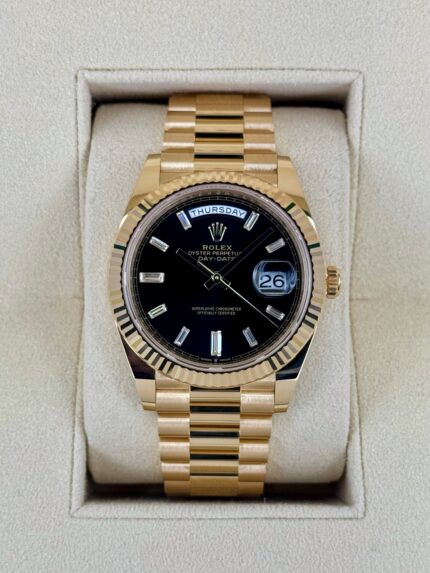 2024 Rolex Day-Date 40mm 228238 Black Diamond Baguette Dial (Unworn)