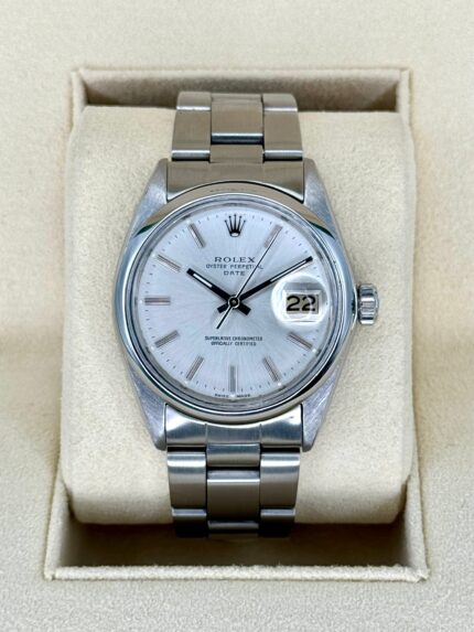 1983 Rolex Oyster Perpetual Date 34mm 1500 Stainless Steel Silver Dial