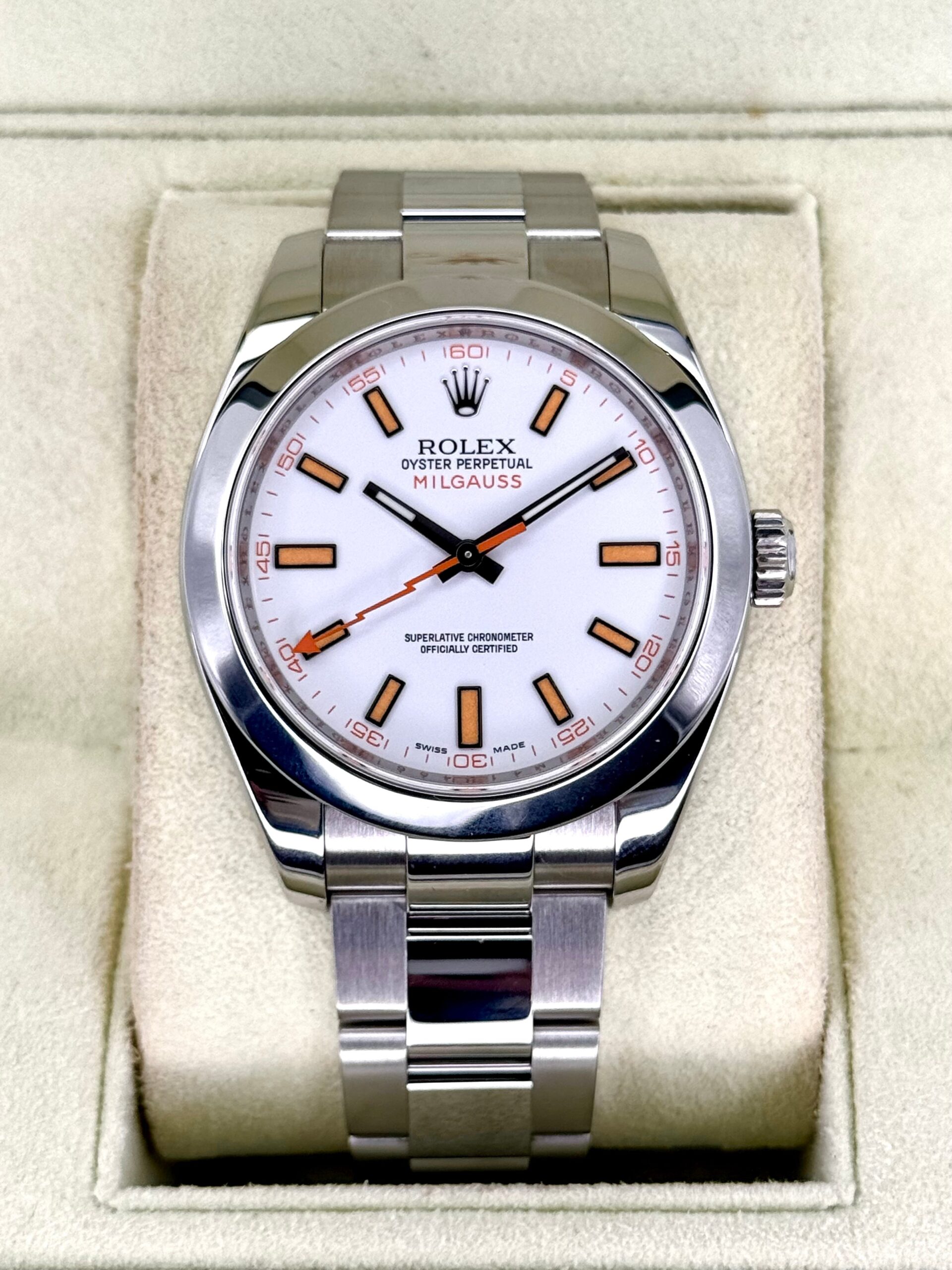 IMG_8979.jpg 2008 Rolex Milgauss 40mm 116400 Stainless Steel White Dial