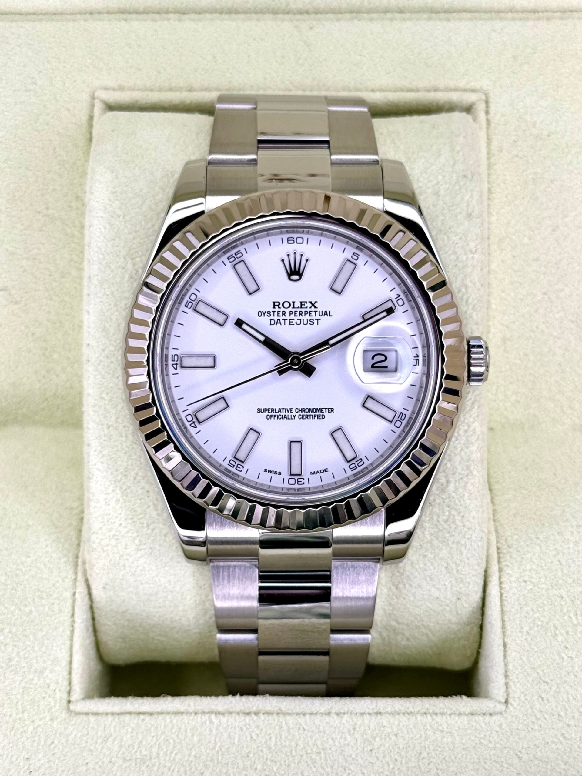 IMG_9845.jpg Rolex Datejust 41mm 116334 Stainless Steel Oyster White Dial